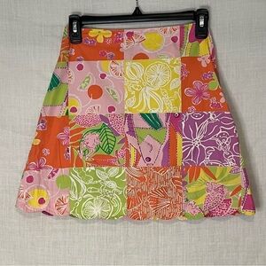 Girl's Lilly Pulitzer Vintage White Label Patch Print Zip Skirt Lined Si…